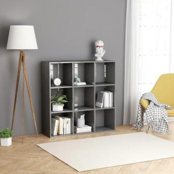 Estantería de aglomerado y madera contrachapada gris brillante 98x30x98 cm