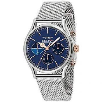 Sector No Limits Chronograph Blue Dial Mesh Band Watch, Gray, Male, Size: ONE SIZE