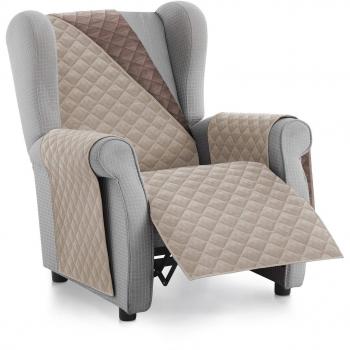 Textilhome - Funda Cubre Sofá Malu -1 Plaza - Relax - Protector para Sofás Acolchado Reversible. Color Beige C/7