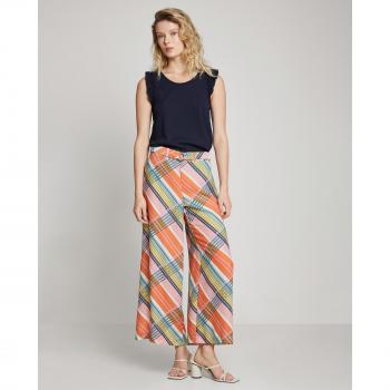 Pantalón ancho estampado de tiro alto con cinturón para mujer TRUCCO