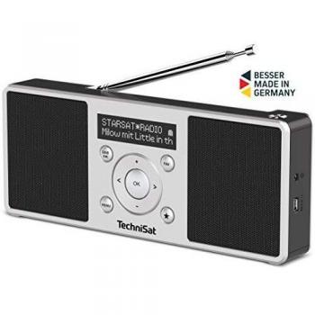 Radio DAB+ Portátil Estéreo TechniSat DIGITRADIO 1 S con Batería, Pantalla OLED, Conexión para Auriculares y Altavoz, Favoritos y 2 W RMS - Plata/Negro