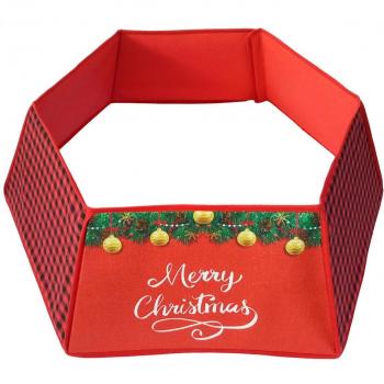Falda Pie de árbol de Navidad de tela de yute y fieltro en rojo/natural, vestido de soporte, decoración navideña, medidas 30/40*25CM