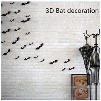 Kry pegatinas de pared bat pvc papel para pared tridimensional Halloween Decoración pegatinas de pared para sala de estar dormitorios baños casa 3d Halloween bate habitación pegatinas, negro, 5 sets