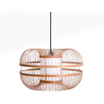 Lámpara Colgante Japonesa de Bambú LED Kaizen con Difusor Central, E27, Florón y Cable de Cuerda - Negro