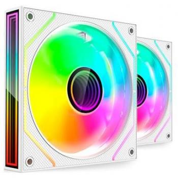 Kit de Ventiladores PWM 120mm Mars Gaming MF-3DPROX2 con Iluminación ARGB Triple Infinity Mirror 360°, Rodamientos FDB, Blanco