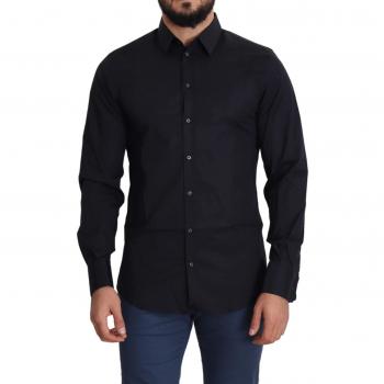 Dolce & Gabbana Black Cotton Formal Gold Dress Shirt - IT38 | XS, Size: S