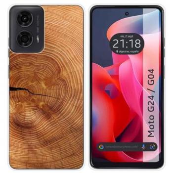 Funda de Silicona para Motorola Moto G04 / G24 con Diseño de Madera 04