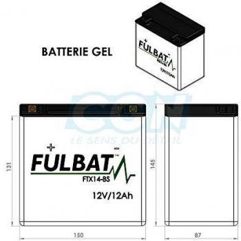Fulbat - Batería moto Gel YTX14-BS/FTX14-BS 12V 12Ah