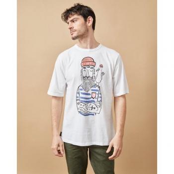 Camiseta Altonadock 105224 blanca para hombre con serigrafía de marinero en el delantero
