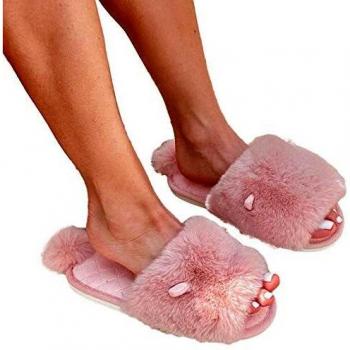 Flamingueo Zapatillas Casa - Zapatillas de Casa para Mujer, Pantuflas Mujer con Forma de Conejo, Zapatillas Acolchadas con Pelo, Zapatillas de Animales, Regalos Originales para Mujer, Rosa