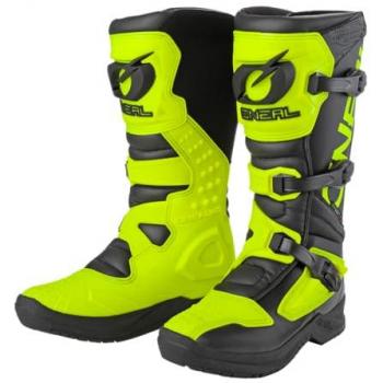 O'Neal Botas de Motocross RSX Negro-Amarillo Fluo, Protección interior de tobillo, pie y zona de cambio, forro perforado, microfibra, Talla 47
