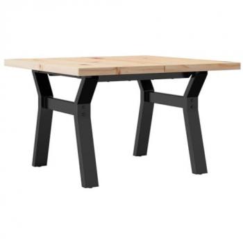 Mesa de centro marco y madera maciza pino y hierro 60x60x40,5 cm Marrón