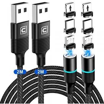 Cafele 3 en 1 cable magnetico carga2m2mcargador iman de transferencia datos carga rapida 3acable magnetic de nailon para tipo cmicro usb1phonehuaweihonorsamsung galaxyxiaomisonyznegroz