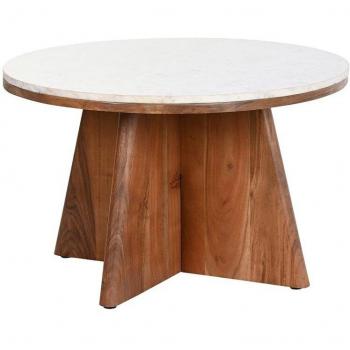 Mesa de Centro DKD Home Decor Mármol Acacia (70 x 70 x 43 cm)
