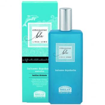 Emozione Blu Bálsamo Después de Afeitar Sin Alcohol 90 ml - Helan, Crema Hidratante Facial Hombre para Después de Afeitar, Balsamo Barba con Vitamina E, Anti Irritación y Ard