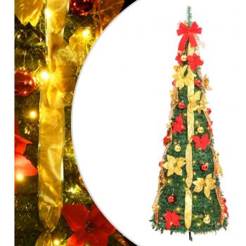 Árbol de Navidad Artificial Desplegable Verde 120 cm con 50 LED