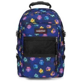 Mochila Eastpak Suplyer Flower Blur Navy azul oscuro con estampado de flores en tonos rosa y amarillo brillante
