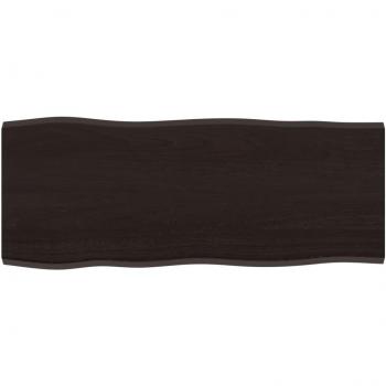 Mesa de roble sin tratar marrón oscuro 100x40x2 cm con borde natural gris