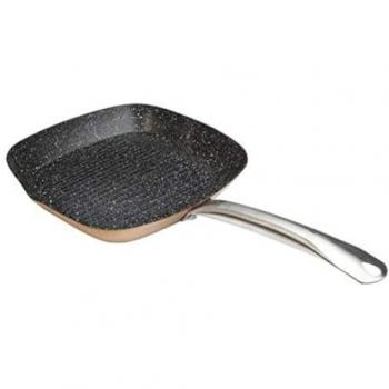 Sartén Grill Wecook Profesional 28x28cm, Antiadherente Ecológico QUANTANIUM, Aluminio Forjado, Mango de Acero, Color Cobre, Apta para Todas las Cocinas