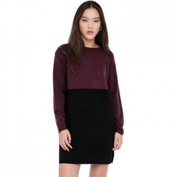 Vestido corto lillo knit gris y rosa Only, vestido Lillo Windsor wine mujer