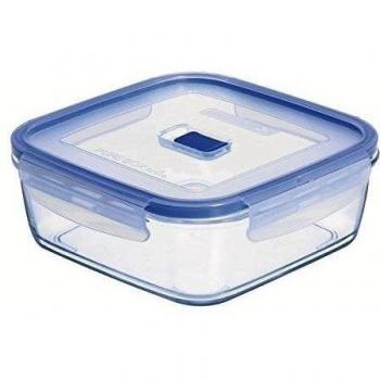 Luminarc HERMETICO CUAD 76CL Pure Box Active Lum, Transparente y Azul, 0.76 L