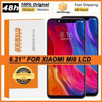 Pantalla AMOLED 100% Original de 6,21 con marco para XiaoMi Mi8 Mi 8 M1803E1A, ensamblaje de digitalizador y pantalla táctil, piezas de reparación