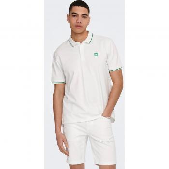 ONLY AND SONS - Polo Piqué Hombre Onsfletcher Life Slim SS Noos White (Blanco)
