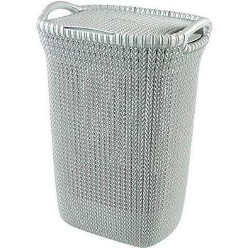 Curver 228411 - Cesta de ropa Knit, 57 L, 43.2 x 32.1 x 59.4 cm, color azul bruma