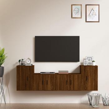 Set de muebles para TV 4 pzas madera contrachapada marrón roble vidaXL