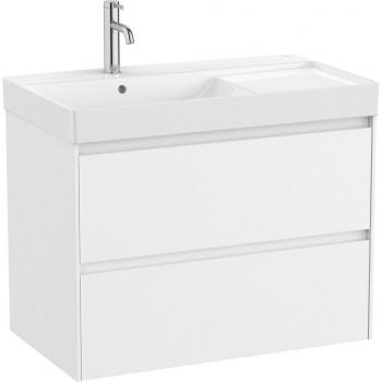 Mueble de baño Roca Ona con 2 cajones y lavabo a la izquierda, color blanco mate