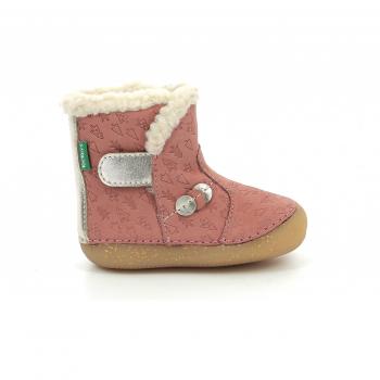 Kickers So Windy Nubuck Ankle Boots for Girls - Pink Fantasy