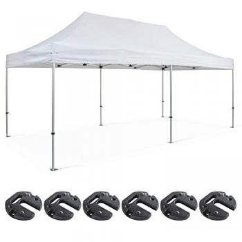 Toldo Plegable 3x6m con 6 Pesos de Contrapeso Blancos