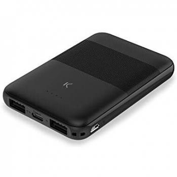 Power Bank Ksix 5000mAh Slim con Cable Integrado USB-A a USB-C Negro