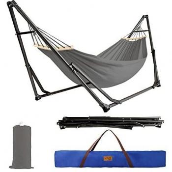 CCLIFE Hamaca con Soporte Plegable para Jardín Patio Trasero Playa Mochileros, Multicolor,255cm,Carga MAX 120kg