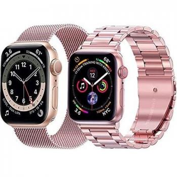 baklon 2 Piezas Compatibles con Correa de Reloj Apple 42 mm 44 mm, Correa Deportiva de Dcero Inoxidable de Repuesto Compatible con iWatch Series SE/6/5/4/3/2/1