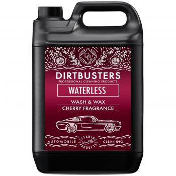 Dirtbusters Limpiador y Abrillantador Sin Agua para Coches con Cera Líquida. Suaviza, Protege y abrillanta. Seguro, No Tóxico, y Duradero. Acabado Profesional. Aroma a Cereza. Botella de 5 litros