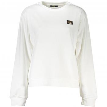 Cavalli Class White Cotton Sweater - L, Sweatshirts, female, White, Size: L Brushed Cotton Logo Sweater Women