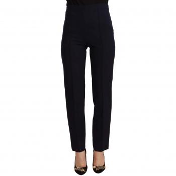 AGLINI Black High Waist Polyester Straight Pants - IT40|S
