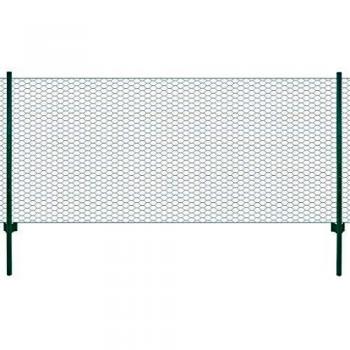 vidaXL Valla Jardín Malla Alambre Rollo + 11 Postes Acero Vallado Metálico Cercado Metal Separador Protección Corral Gallinas Animales Verde 25x0,5 m