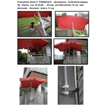 2 x Distancia pantalla plana - Horizontal o Vertical anbringbarer 360 ° giratoria patentado Fácil extraíble Balcón Pantallas - Soporte para stöckevon 25 hasta 42 mm de diámetro de Holly Stabielo con 13 cm de profundidad Hülse y 11 cm de l