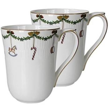 Par de canecas navideñas Royal Copenhagen Star Fluted 330ml