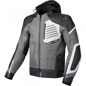 Chaqueta de Moto Macna Risant Perforada de Cuero/Textil Negra, Gris y Blanca - Talla 50