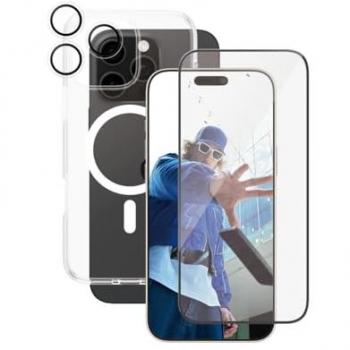 PanzerGlass CARE 3-en-1 Set para iPhone 16 Pro Max - Carcasa, Protector de Pantalla y Protección Completa, Transparente, Compatible con MagSafe