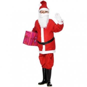 Disfraz de Papá Noel para niño - Talla M, 130 cm, Flanela Roja