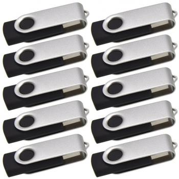 128MB Pendrive 10 Piezas - Portátil Memoria USB 2.0 Regalo - Kepmem Plata Giratorio Formas Llave USB