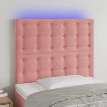 Cabecero LED Rosa de Terciopelo 80x5x118/128 cm