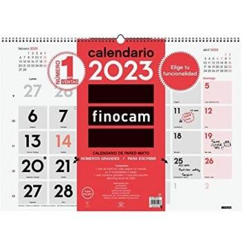 Finocam - Calendario 2023 Neutro de Pared Mixto XL Enero 2023 - Diciembre 2023 (12 meses) Español