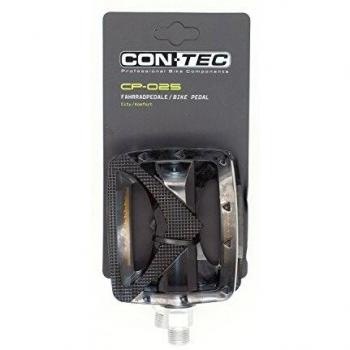 CONTEC City-/Komfortpedal 'CP-025' SB-verpackt, 9/16', Kugellager Aus transparenten Polycarbonat, Boron-Achse, rutschfeste Trittfläche, mit Reflektoren, 414g, schwarz transparent