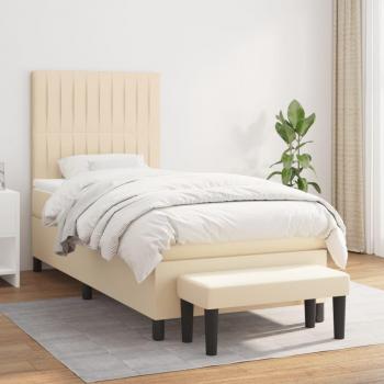 Cama box spring con colchón tela color crema 100x200 cm Vidaxl