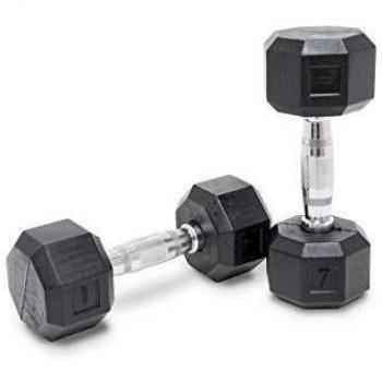 Estados Unidos Xenios octogonales de goma-mancuernas 7 kg, negro, ORBDB7